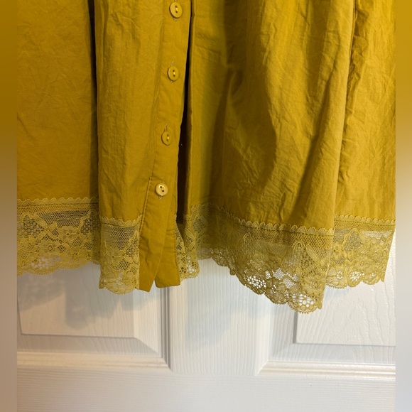 Mustard Yellow Lace Trim Button-Front Dress Free People Sun-kissed Mini Dress - Picture 5 of 13